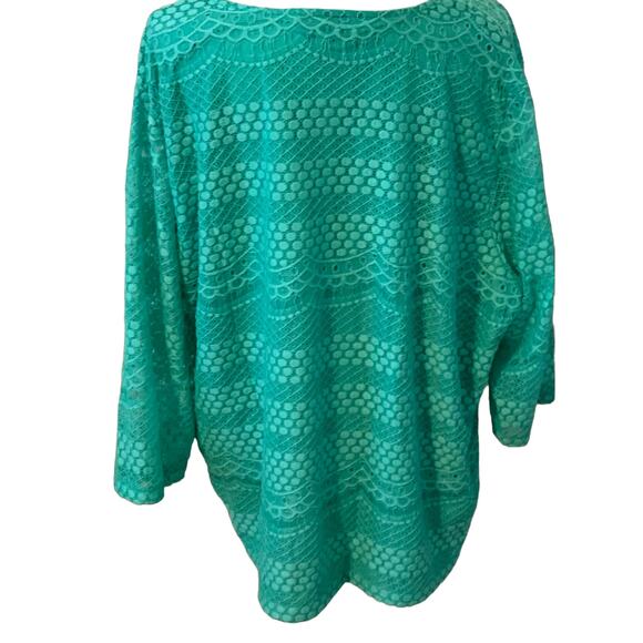 C. D. DANIELS EMBROIDERED PULL-OVER TOP, WOMENS, 3X, MINT GREEN, LINED, DRESSY - Picture 7 of 10